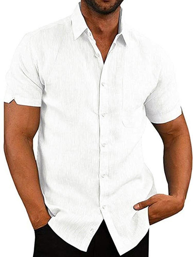 Pocket Plain Lapel Single-breasted Herre Shirt