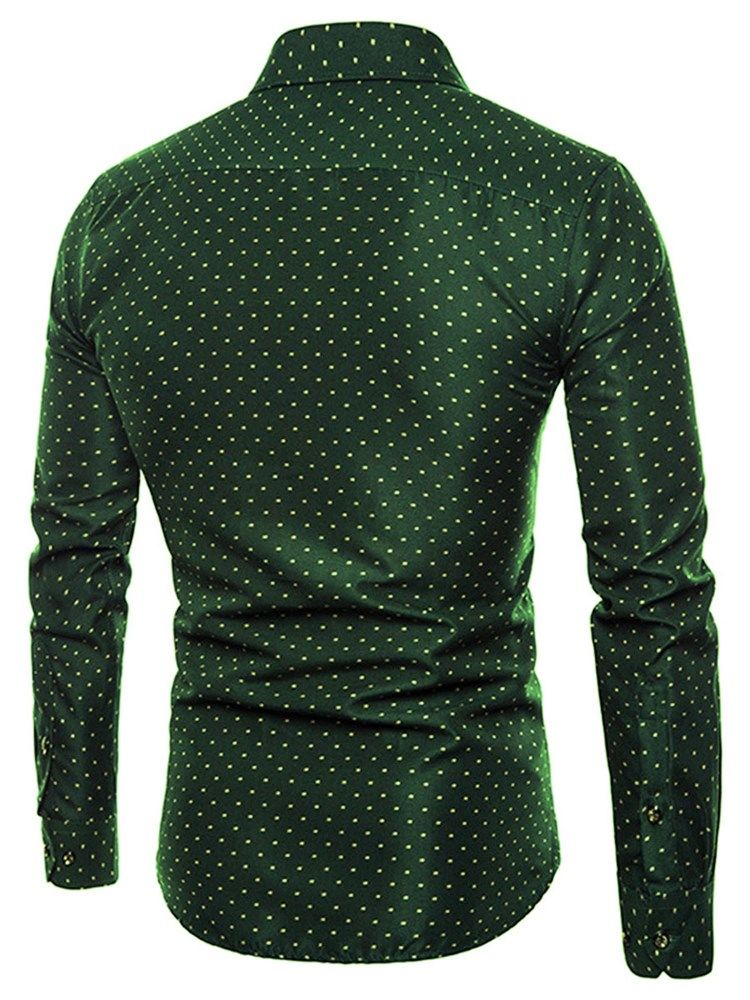 Polka Dots Green Slim Fit Menns Skjorter