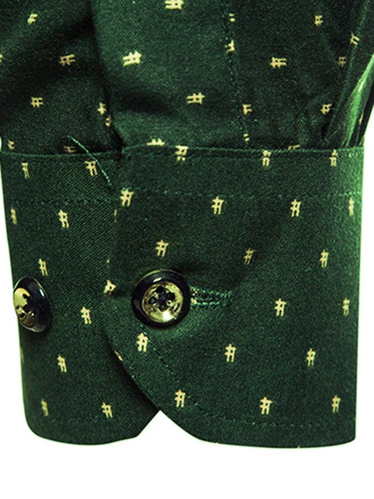 Polka Dots Green Slim Fit Menns Skjorter