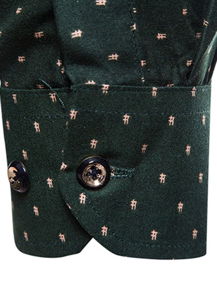 Polka Dots Green Slim Fit Menns Skjorter