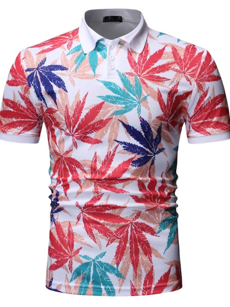 Polo Neck Plant Mens Print Shirt