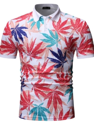 Polo Neck Plant Mens Print Shirt