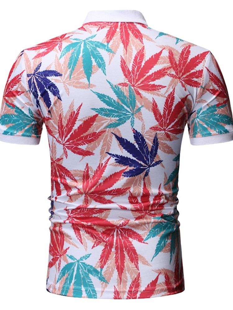 Polo Neck Plant Mens Print Shirt