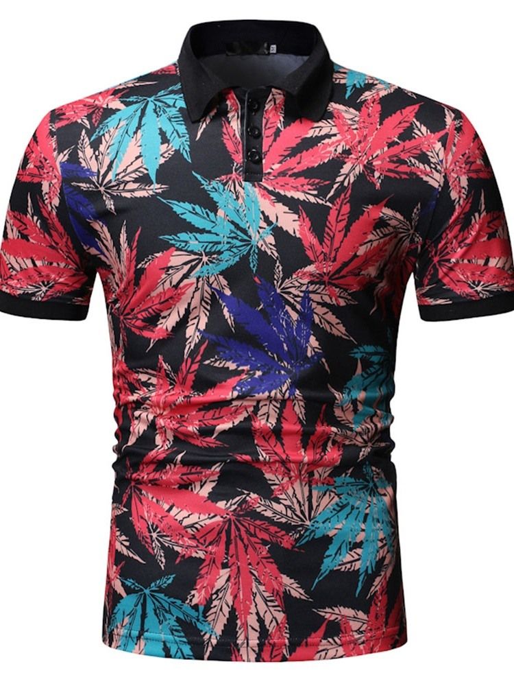 Polo Neck Plant Mens Print Shirt