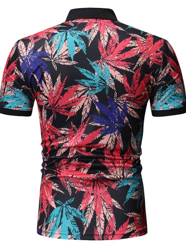 Polo Neck Plant Mens Print Shirt