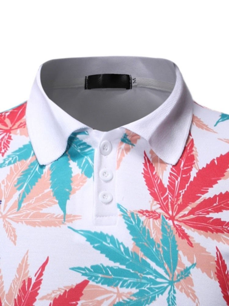 Polo Neck Plant Mens Print Shirt