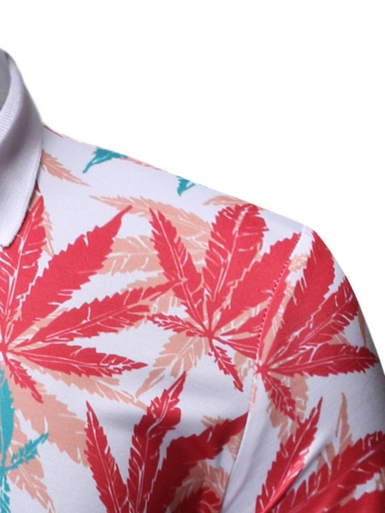 Polo Neck Plant Mens Print Shirt