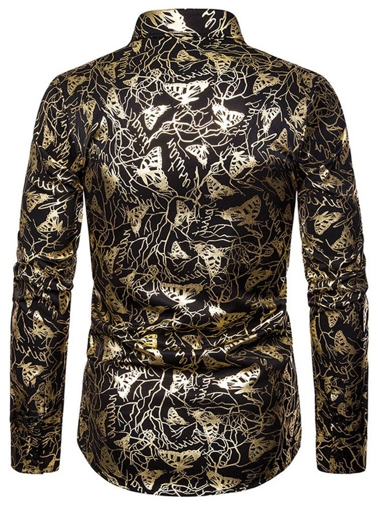 Print Animal Lapel Single-breasted Herre Shirt