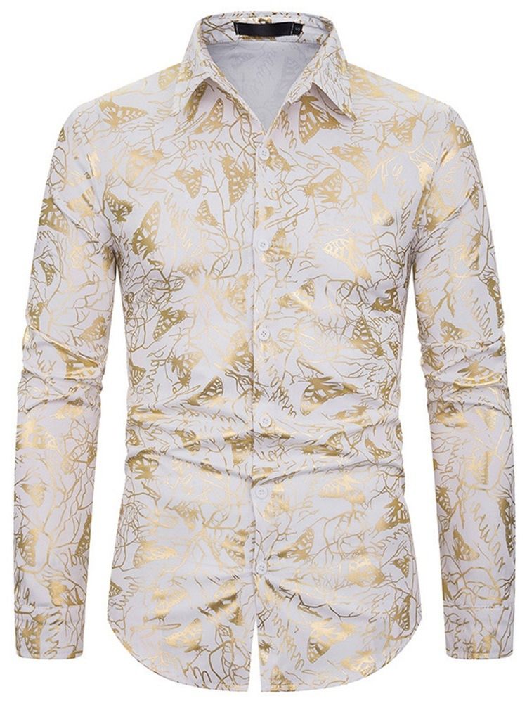 Print Animal Lapel Single-breasted Herre Shirt