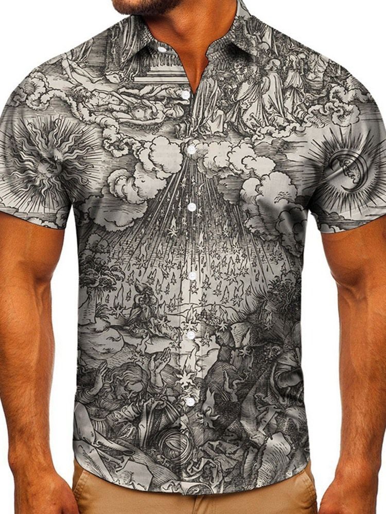 Print Casual Slim Single-breasted Herre Shirt