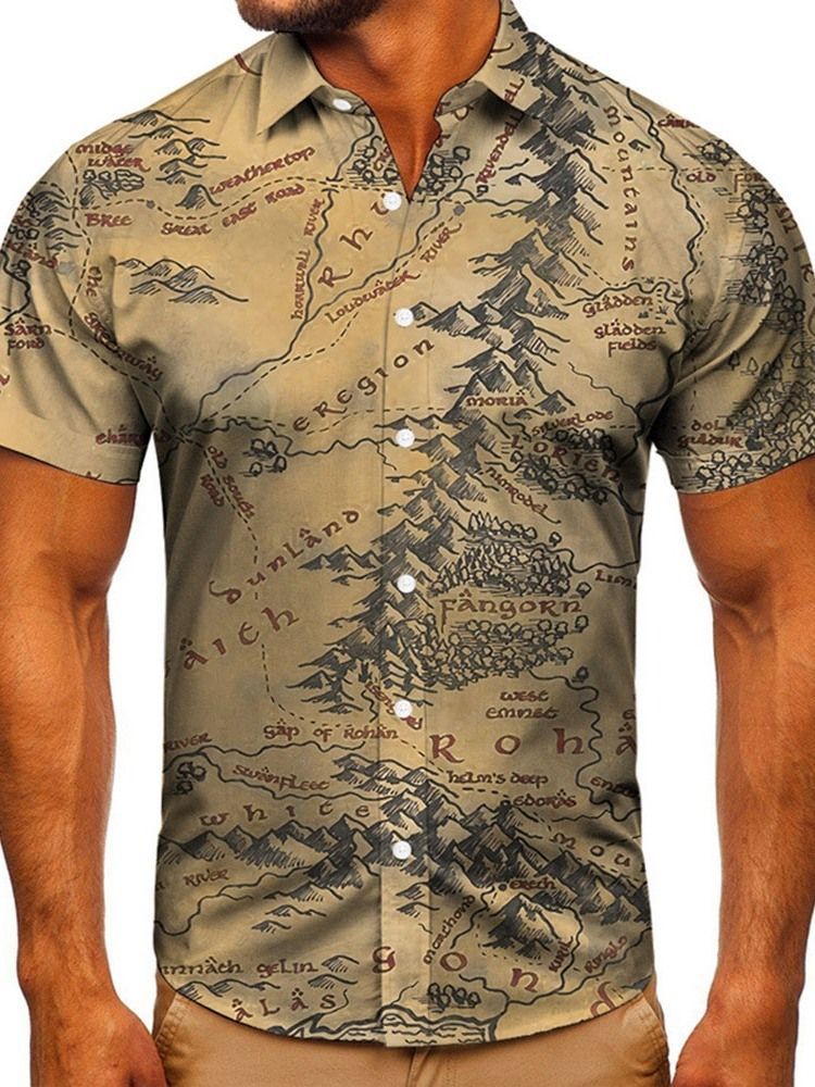 Print Casual Slim Single-breasted Herre Shirt