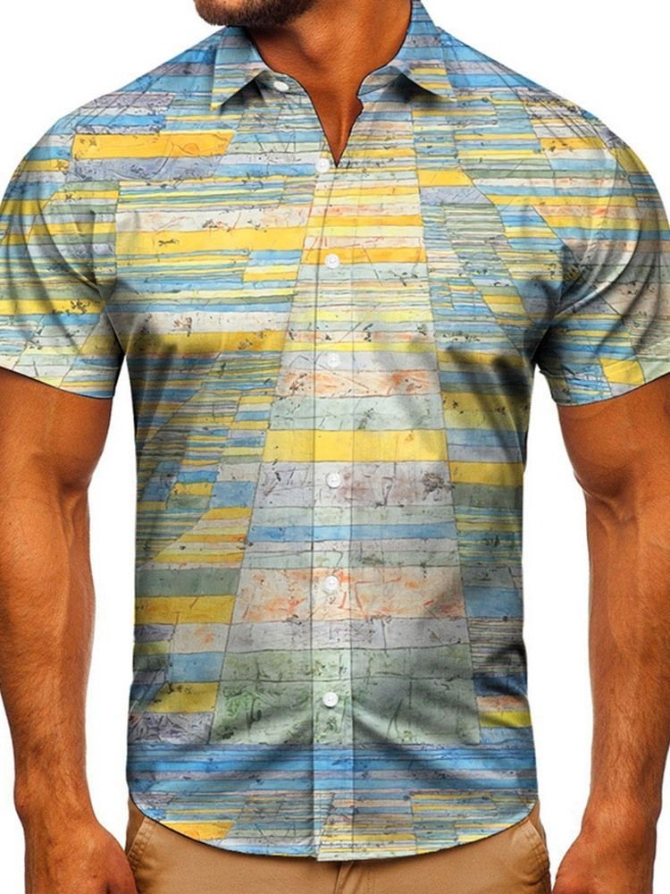 Print Casual Slim Single-breasted Herre Shirt