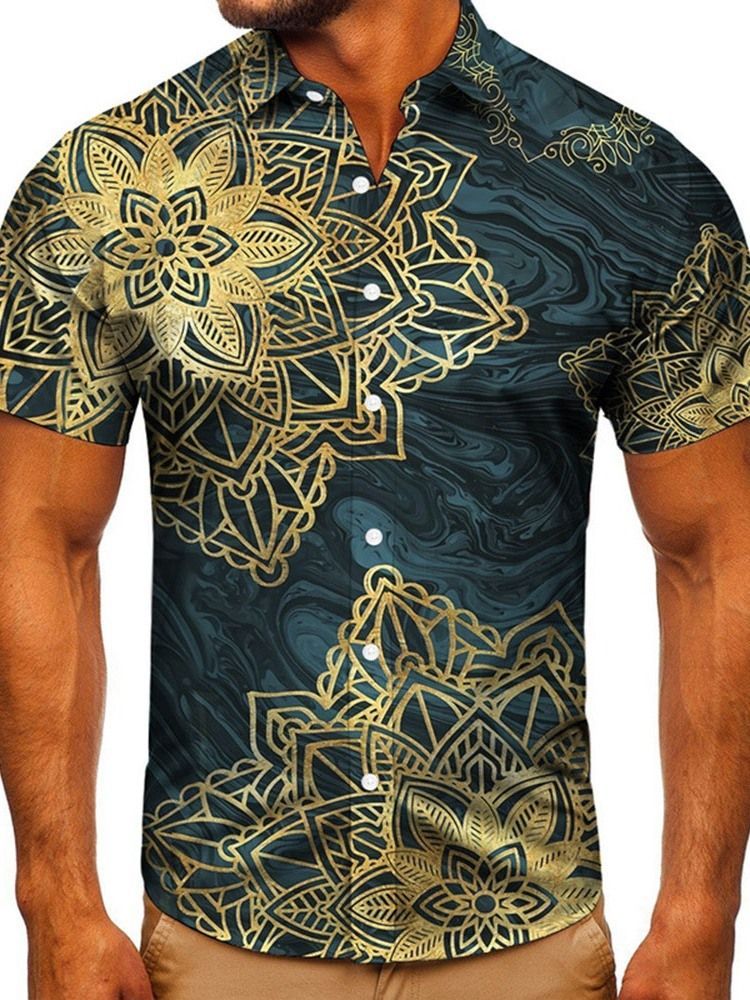 Print Casual Slim Single-breasted Herre Shirt