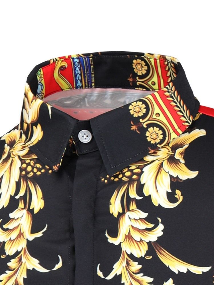 Print Lapel Casual Slim Slim Shirt For Menn