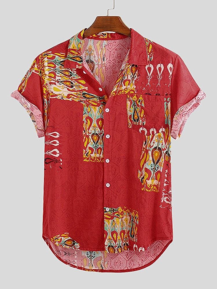 Print Stand Collar European Loose Summer Shirt