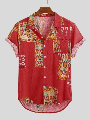 Print Stand Collar European Loose Summer Shirt