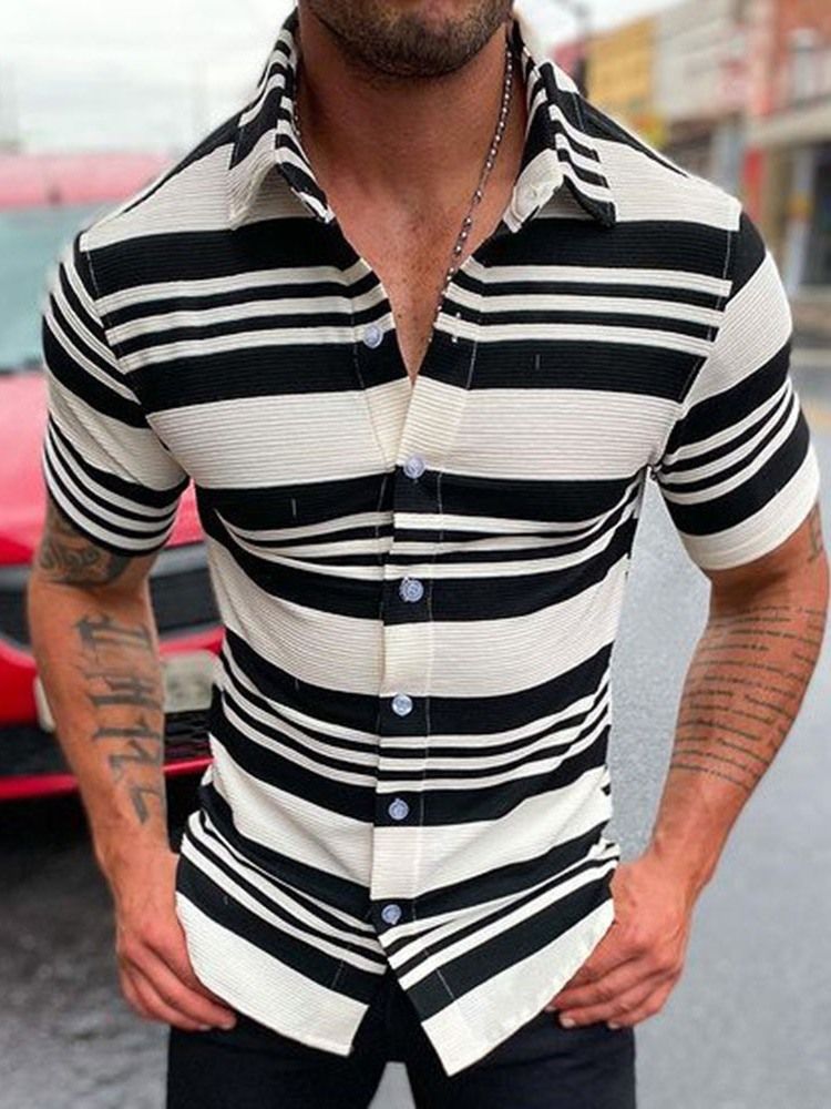 Stripe Button Single-breasted Herre Shirt