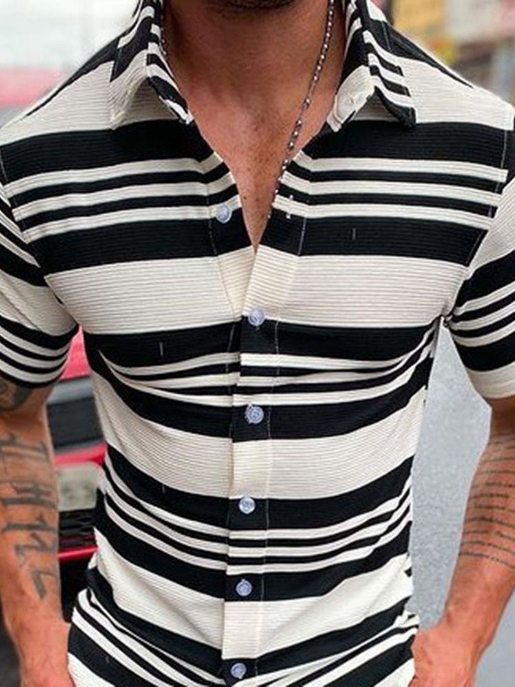 Stripe Button Single-breasted Herre Shirt