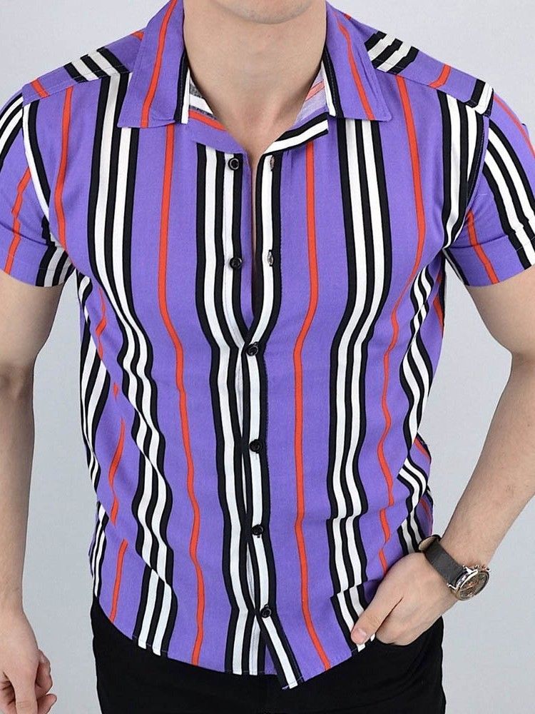 Stripe Casual Button Single-breasted Herre Shirt