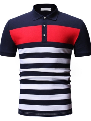 Stripe Print Button Poloskjorte For Menn