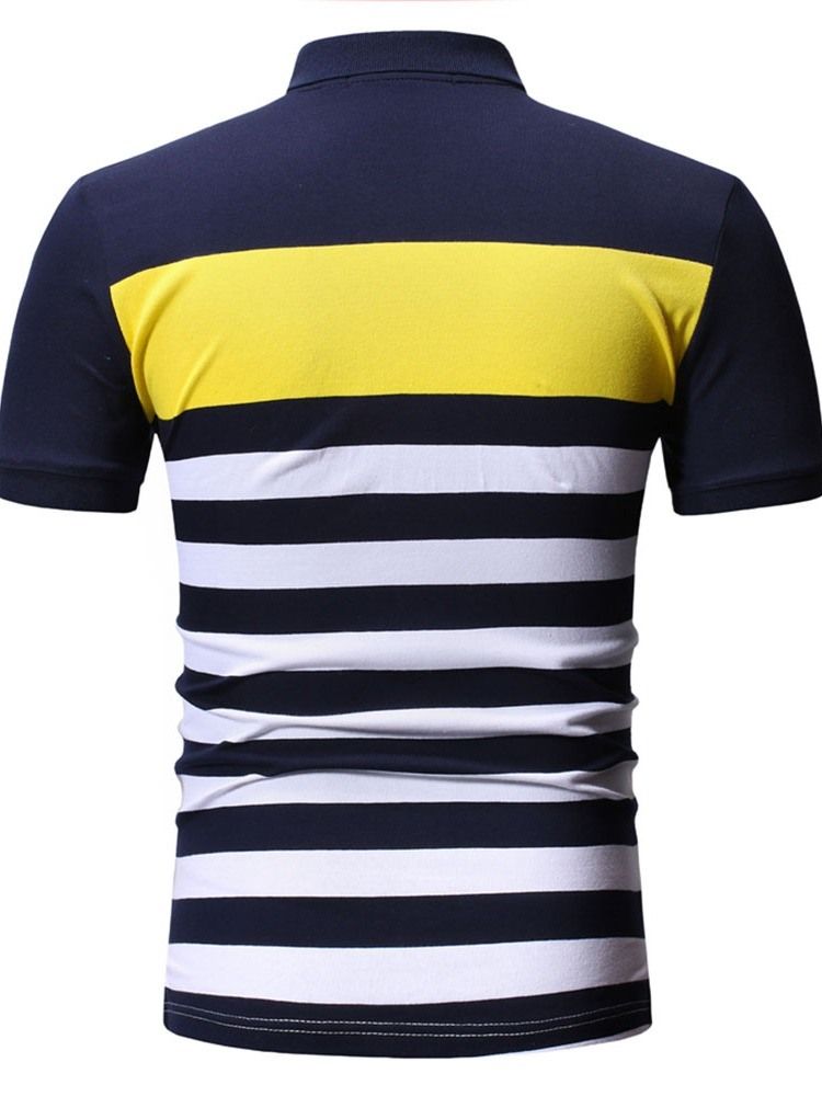 Stripe Print Button Poloskjorte For Menn