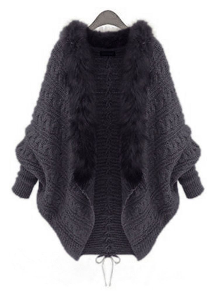 Plain Batwing Wrapped Knitwear For Kvinner