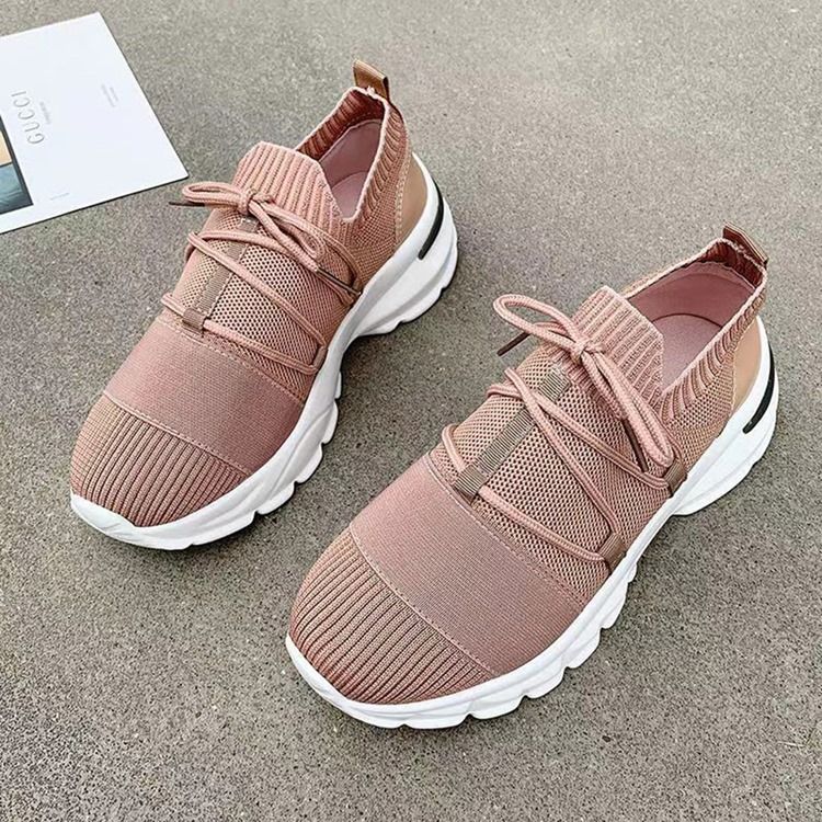 Round Toe Cross Strap Mid-cut Upper Mesh Sneakers For Kvinner