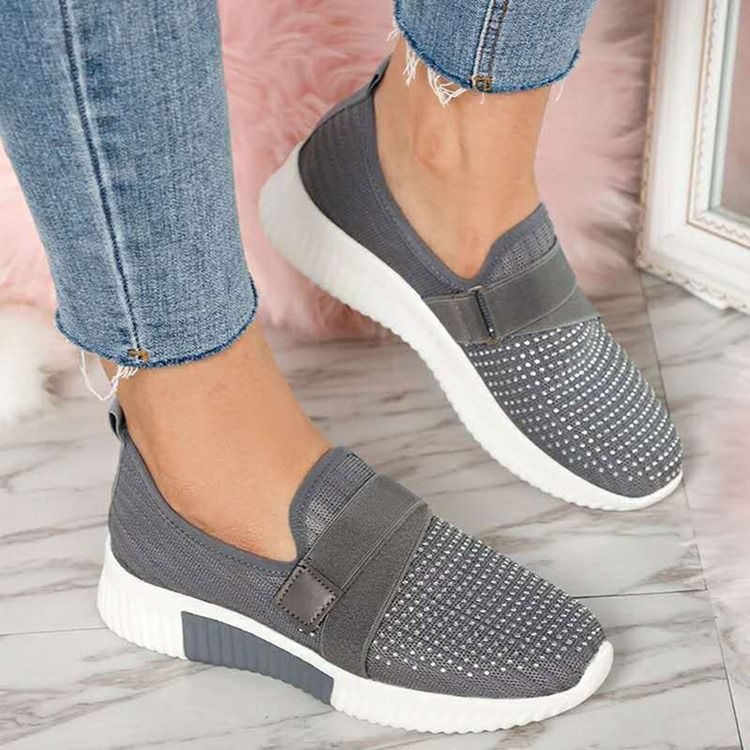 Slip-on Rhinestone Round Toe Casual-joggesko For Kvinner