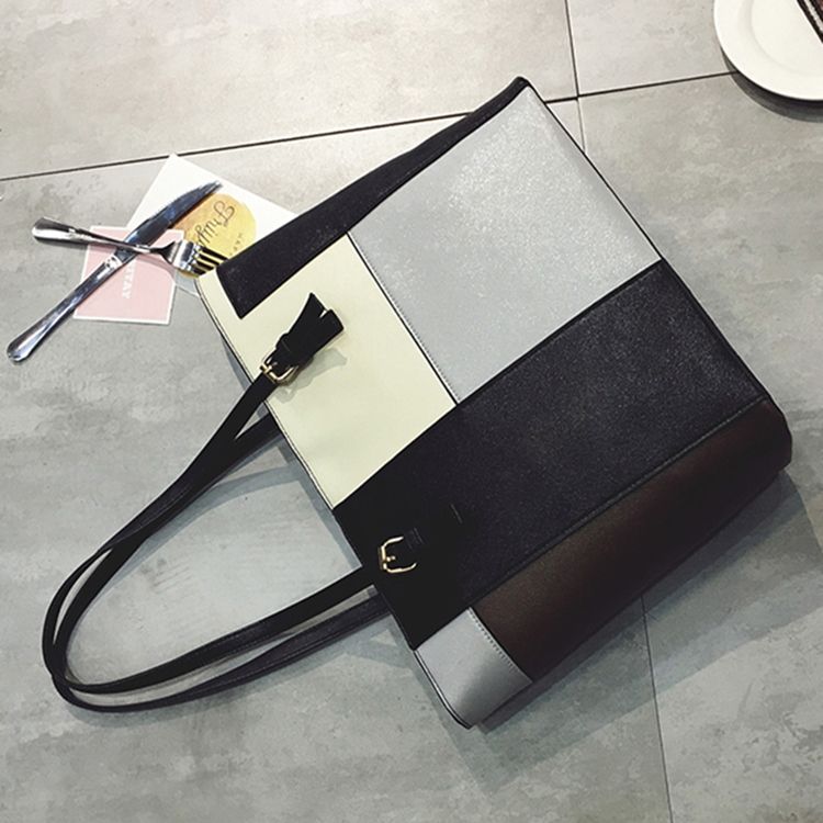 Casual Patchwork Zipper Handbag