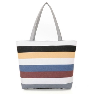 Casual Stripe Canvas Handbag