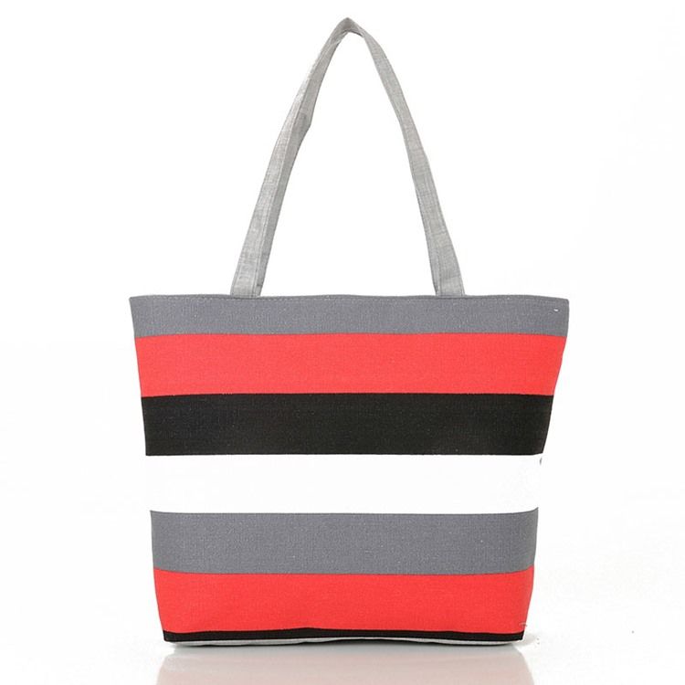 Casual Stripe Canvas Handbag