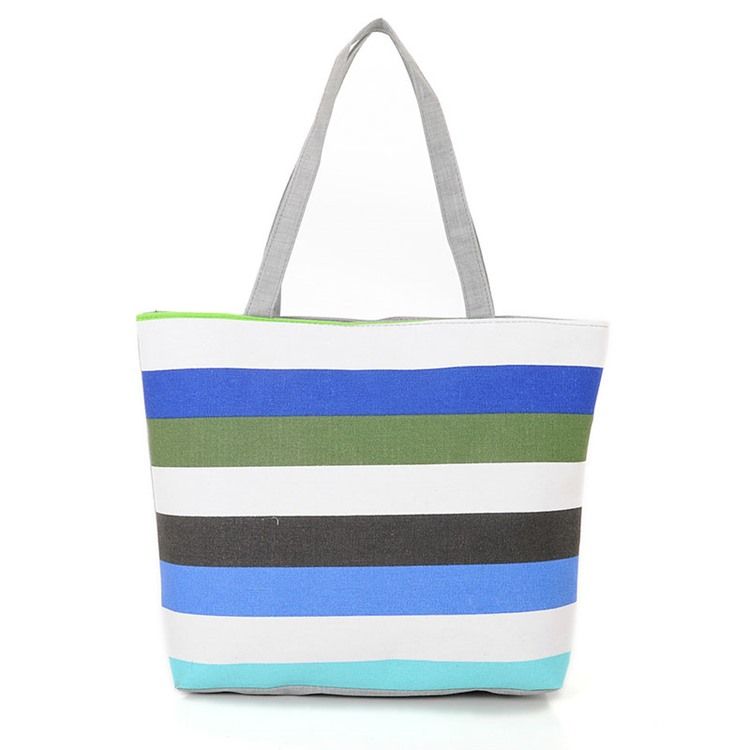 Casual Stripe Canvas Handbag