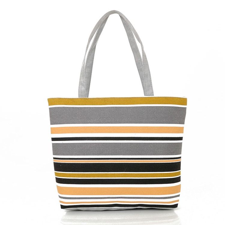 Casual Stripe Canvas Handbag