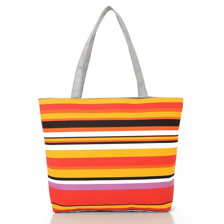 Casual Stripe Canvas Handbag