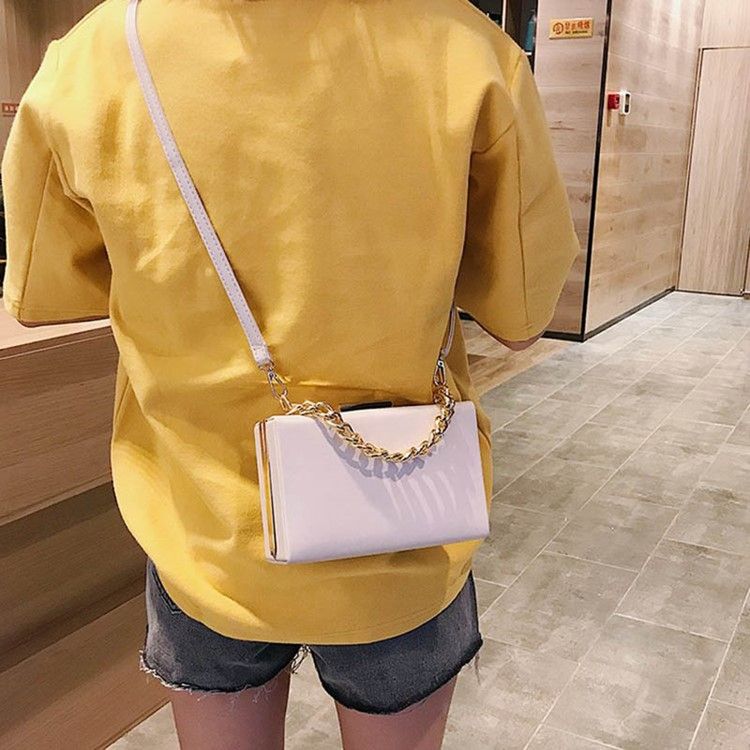 Chain Plain Pu Flap Crossbody Bag