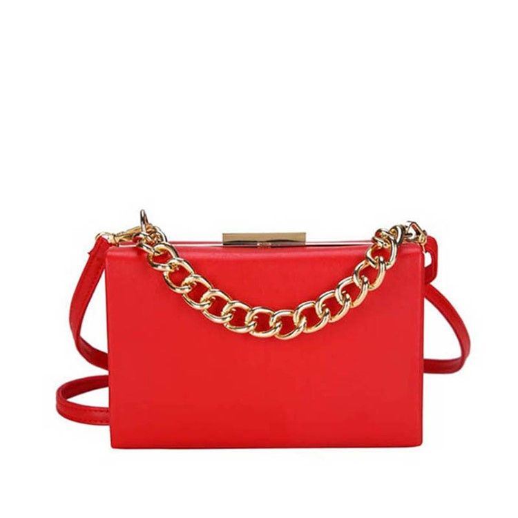 Chain Plain Pu Flap Crossbody Bag