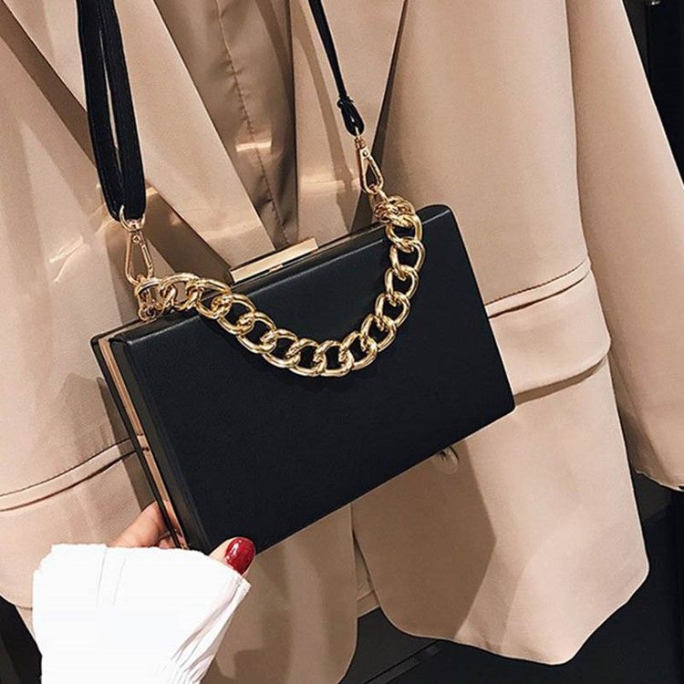 Chain Plain Pu Flap Crossbody Bag