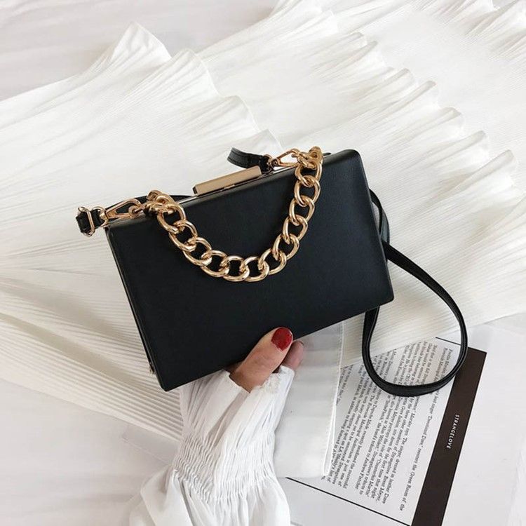 Chain Plain Pu Flap Crossbody Bag