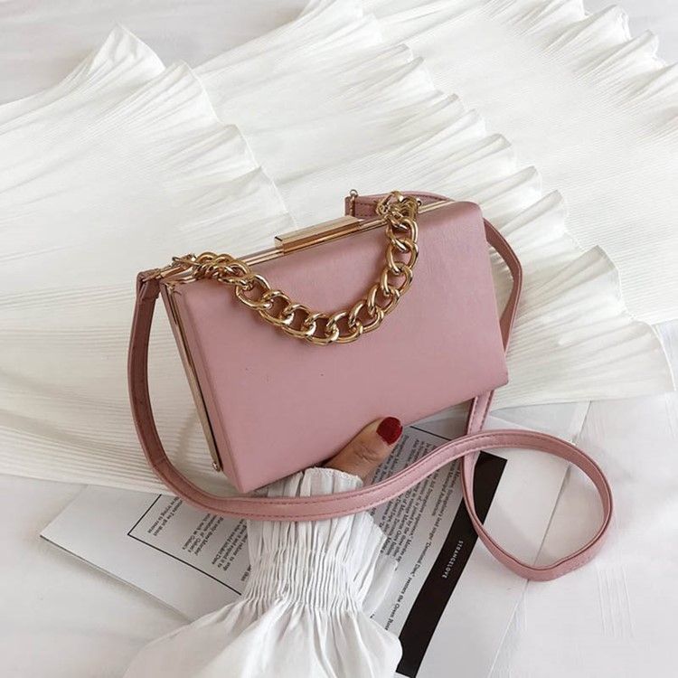 Chain Plain Pu Flap Crossbody Bag