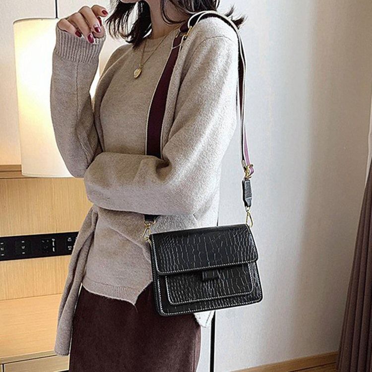 Embossing Alligator Pu Rectangle Casual Crossbody Vesker