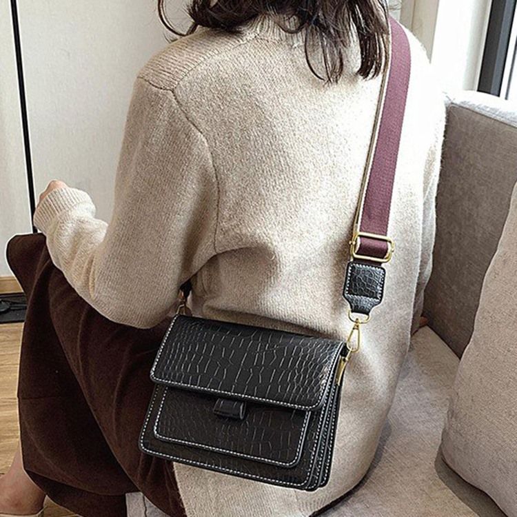 Embossing Alligator Pu Rectangle Casual Crossbody Vesker