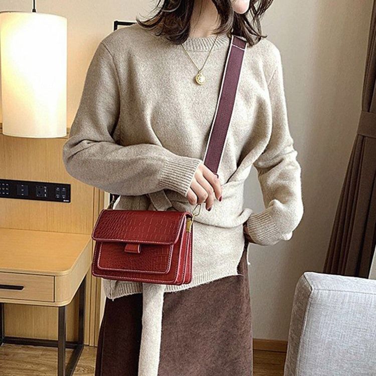 Embossing Alligator Pu Rectangle Casual Crossbody Vesker