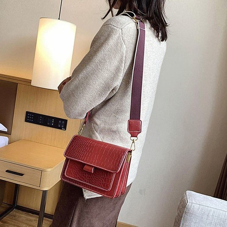 Embossing Alligator Pu Rectangle Casual Crossbody Vesker