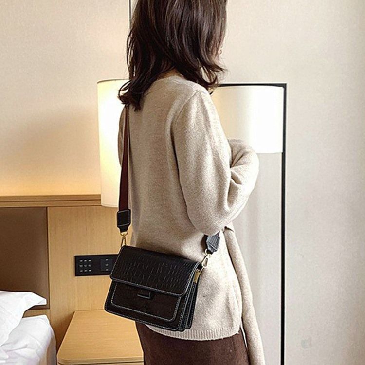 Embossing Alligator Pu Rectangle Casual Crossbody Vesker