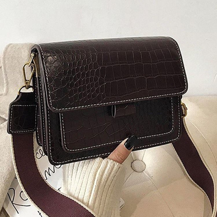 Embossing Alligator Pu Rectangle Casual Crossbody Vesker