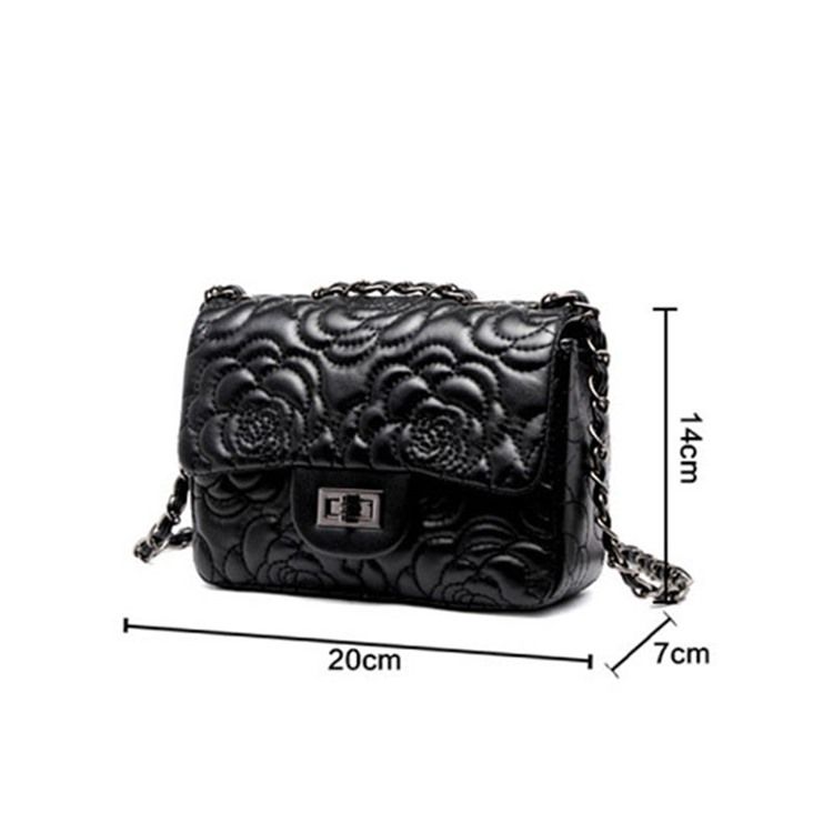 Embossing Floral Pu Rectangle Crossbody Bags