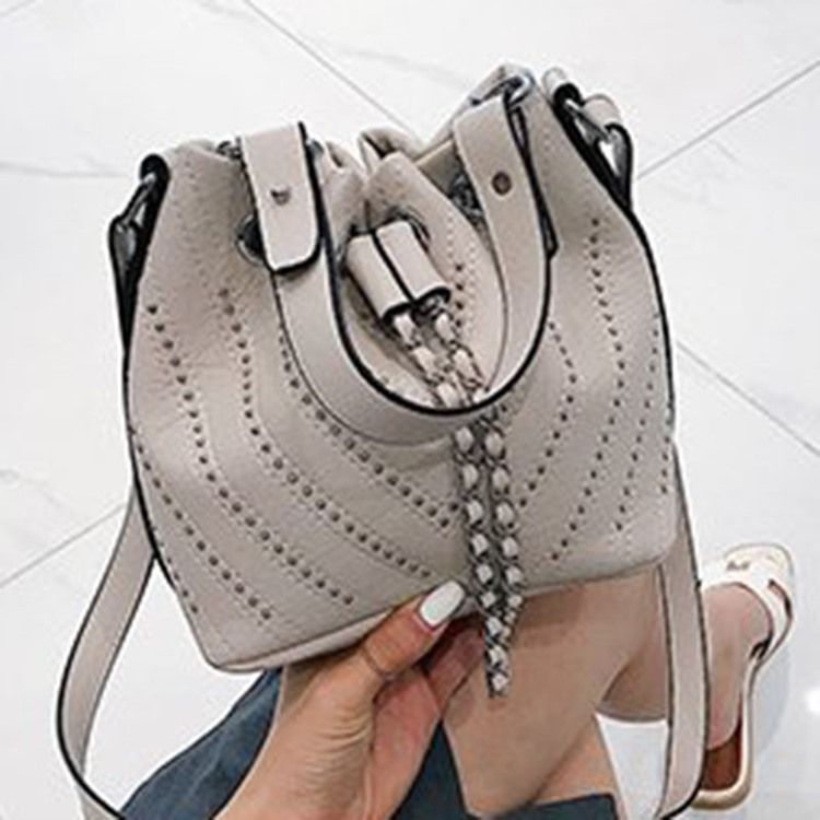 Fashion Plain Rivet Crossbody Bag