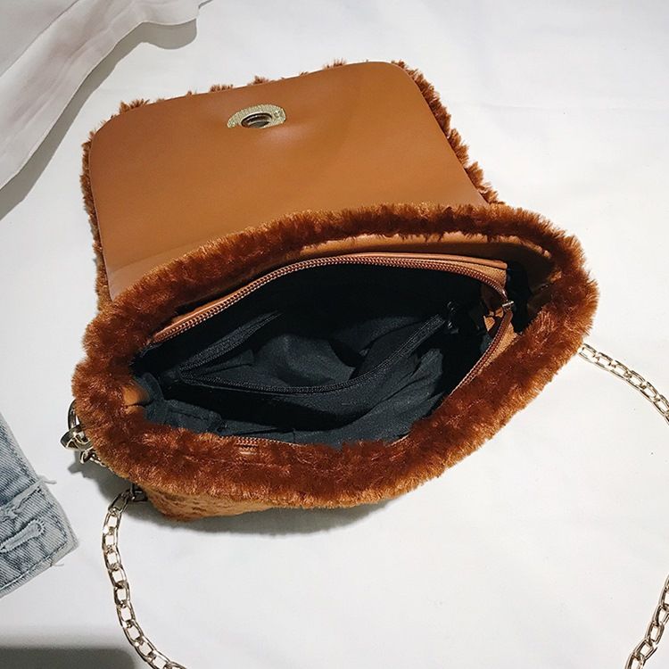 Lås Vanlige Velour Rektangel Crossbody Vesker