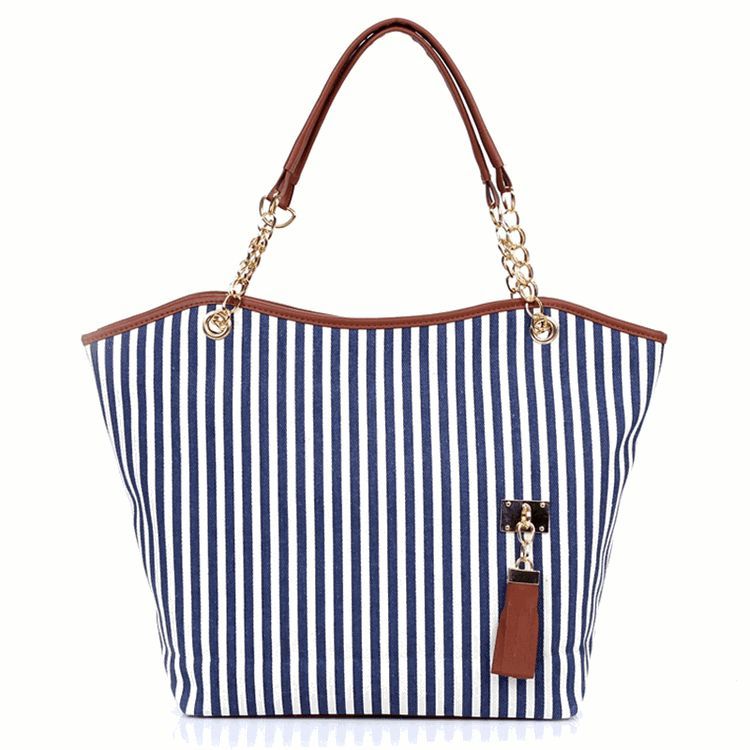 Leisure Striped Canvas Tote Bag