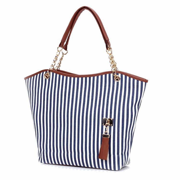 Leisure Striped Canvas Tote Bag